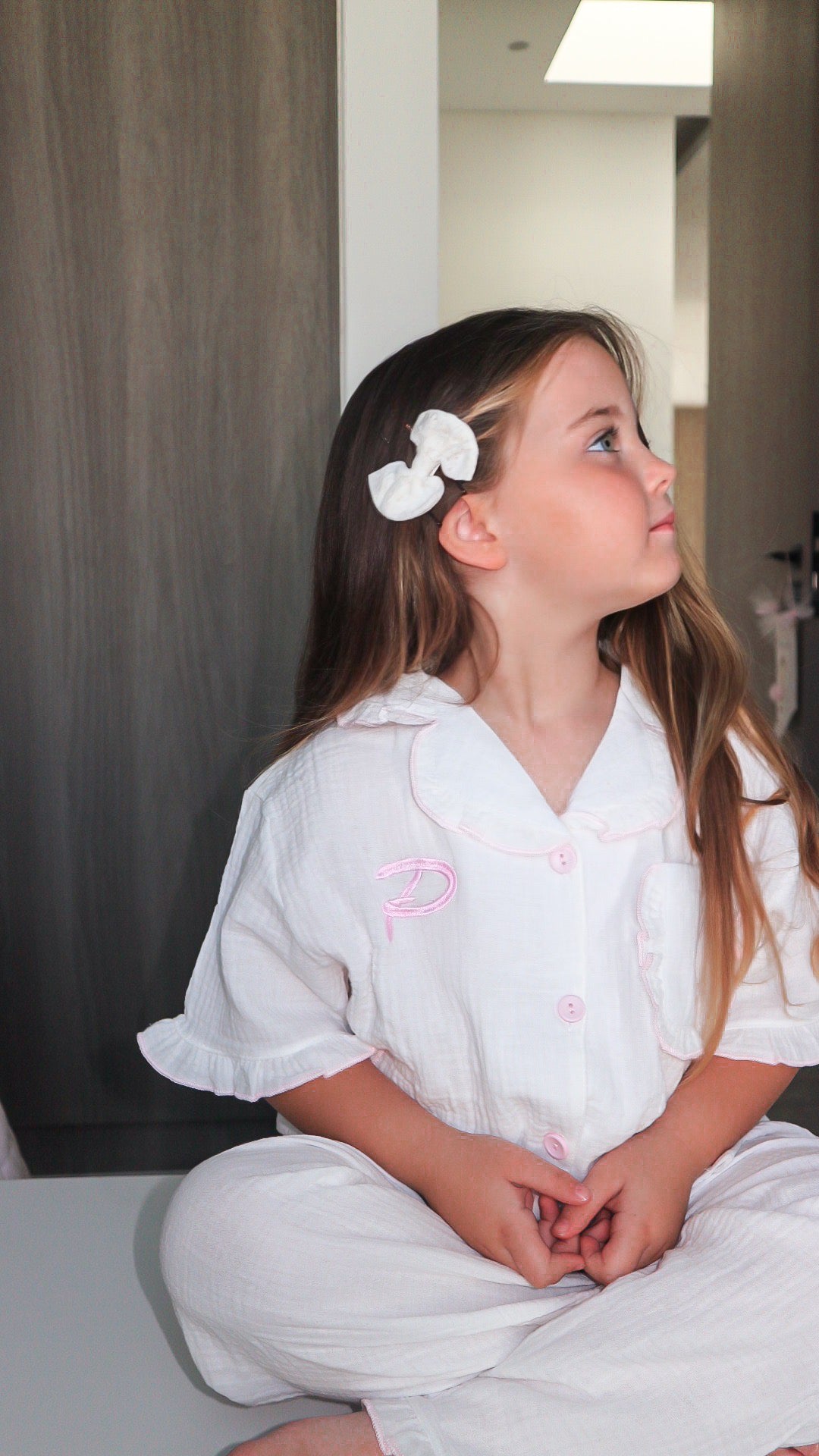 Personalised Pink & White Frilly Pajamas