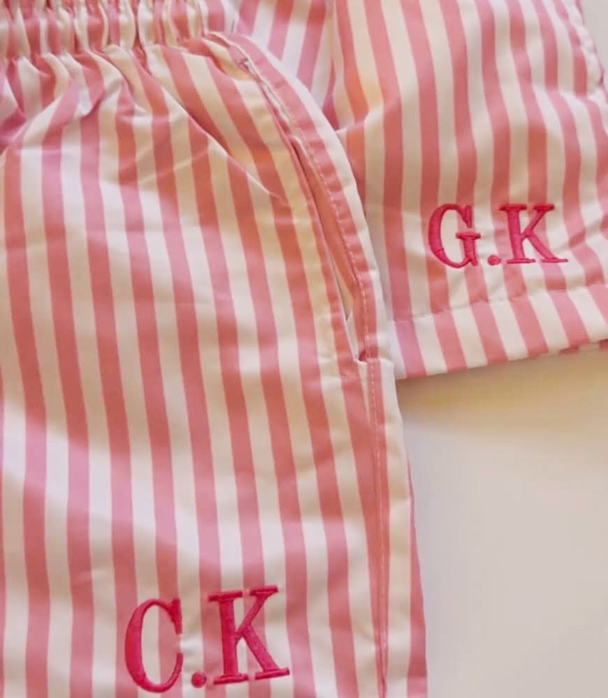 Personalised Boys' Swim Shorts – Bright Stripes for Sunny Days