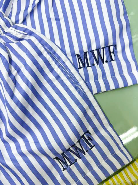 Personalised Boys' Swim Shorts – Bright Stripes for Sunny Days