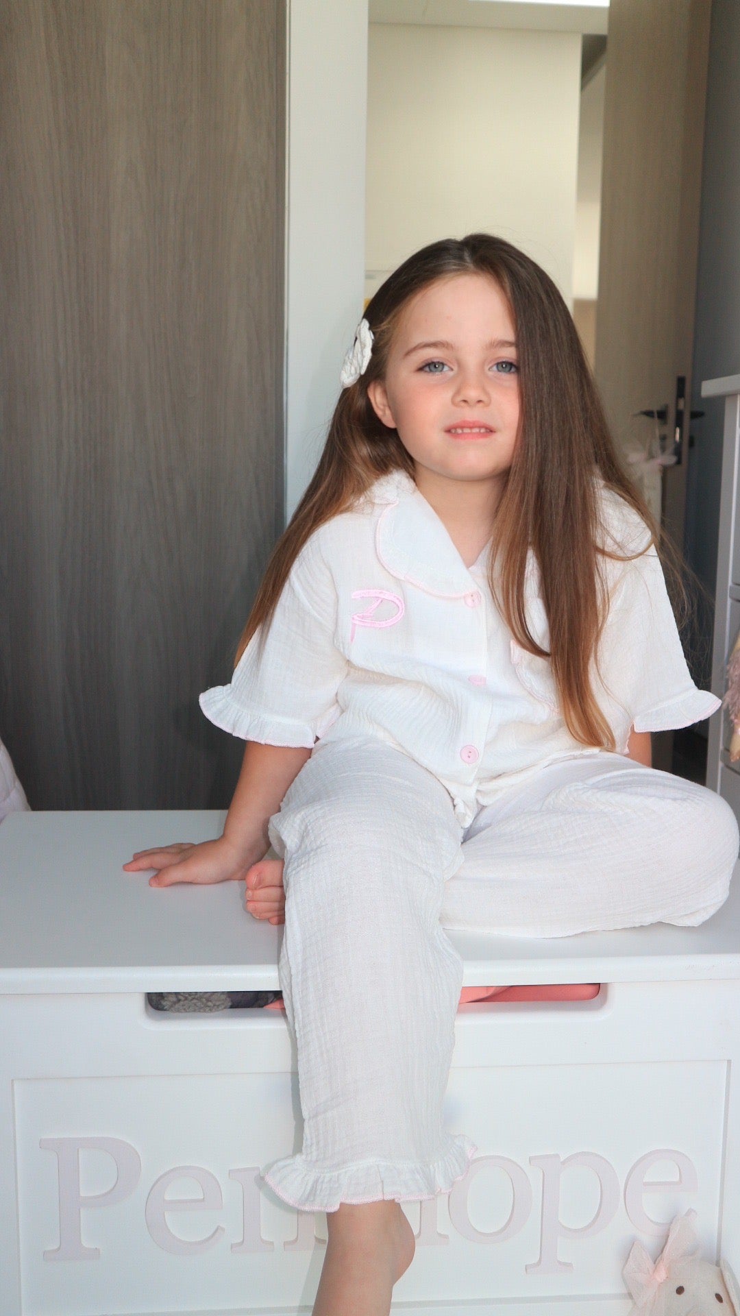 Personalised Pink & White Frilly Pajamas