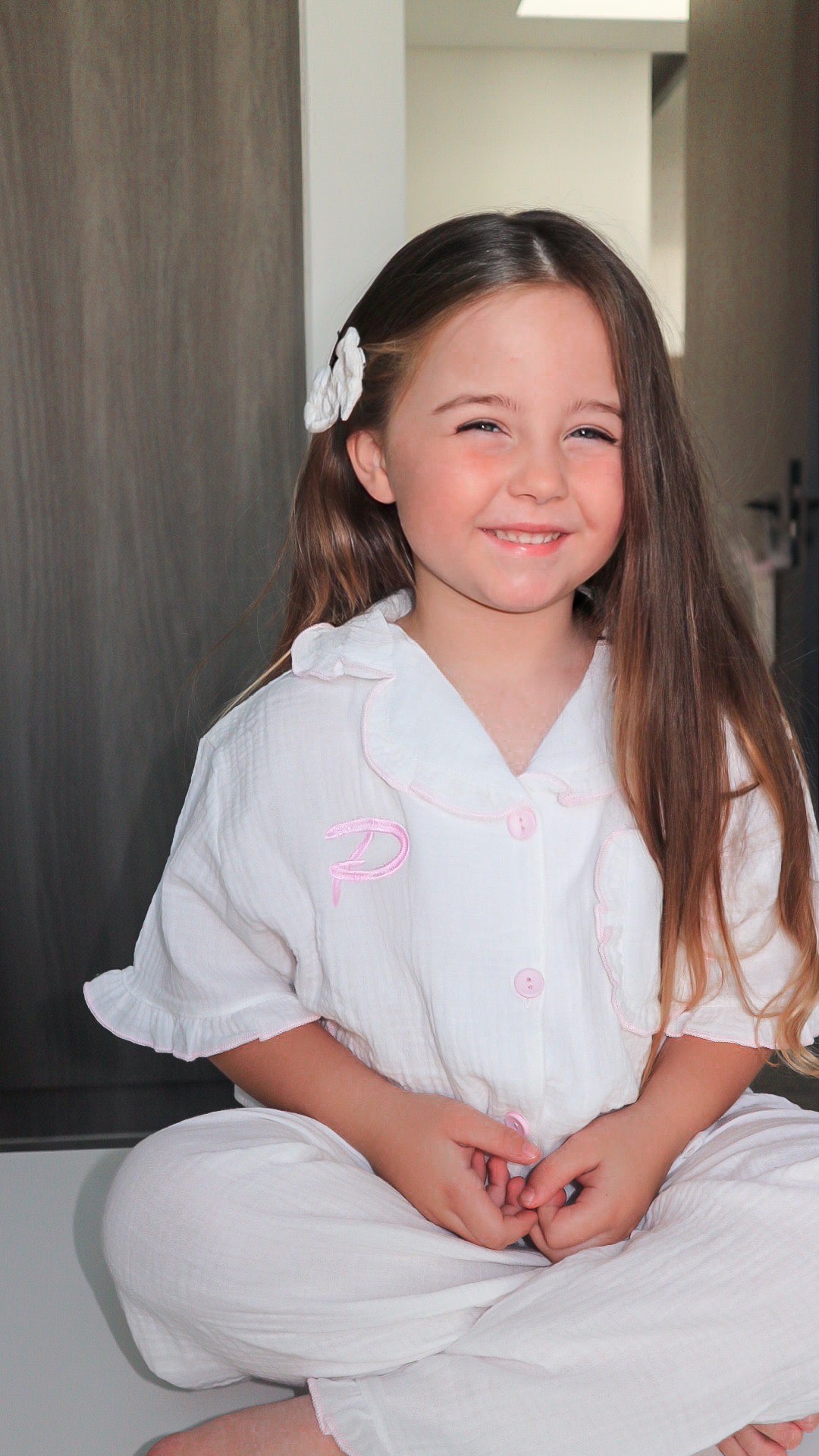 Personalised Pink & White Frilly Pajamas