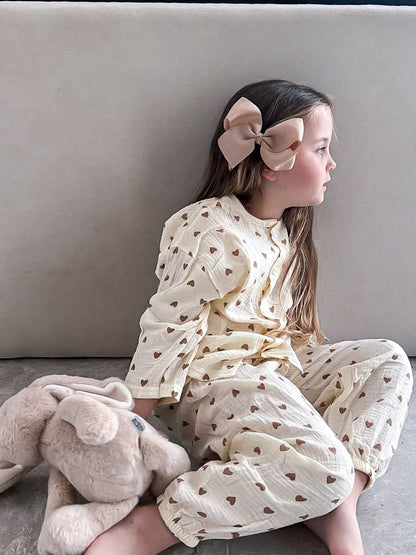 Personalised Beige Heart Pajamas