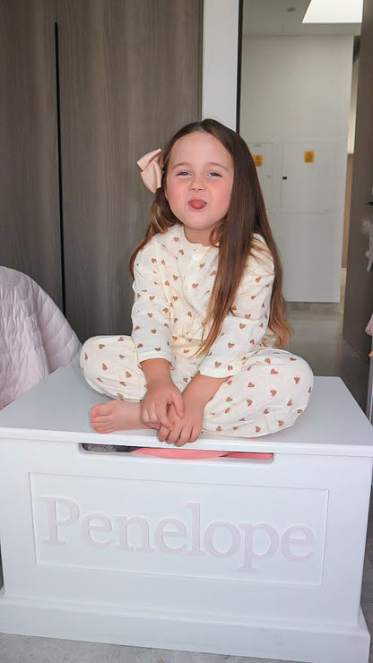 Personalised Beige Heart Pajamas