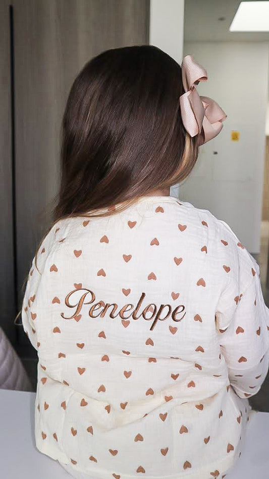Personalised Beige Heart Pajamas