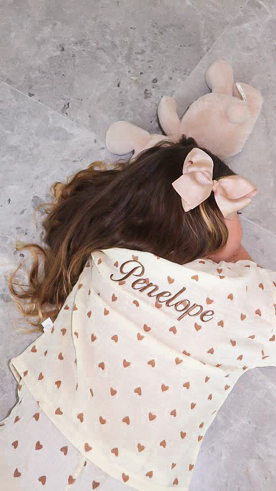 Personalised Beige Heart Pajamas
