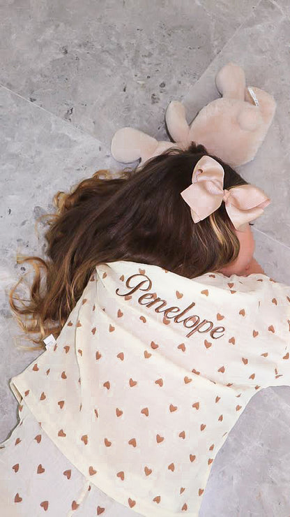 Personalised Beige Heart Pajamas