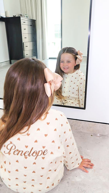 Personalised Beige Heart Pajamas