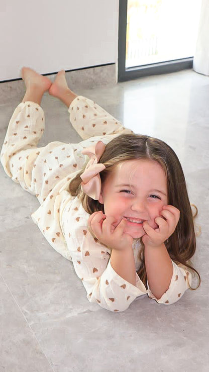 Personalised Beige Heart Pajamas