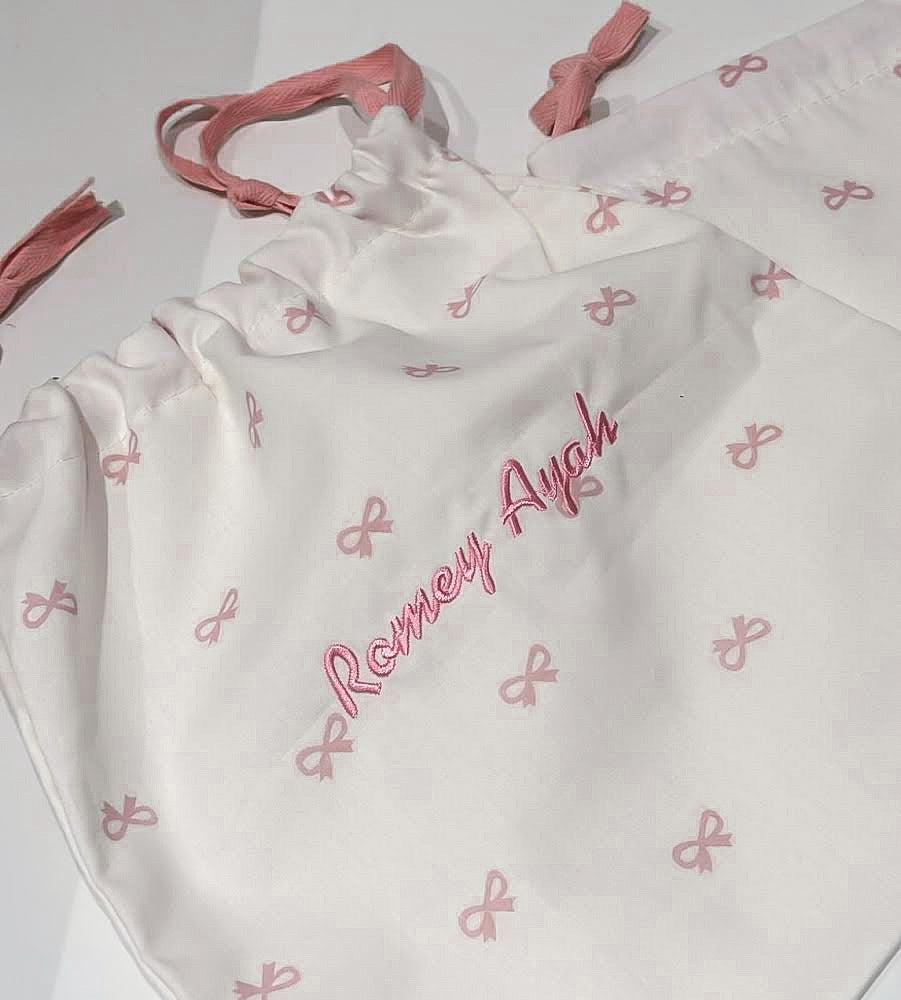 Personalised Baby Bow Wash Bags