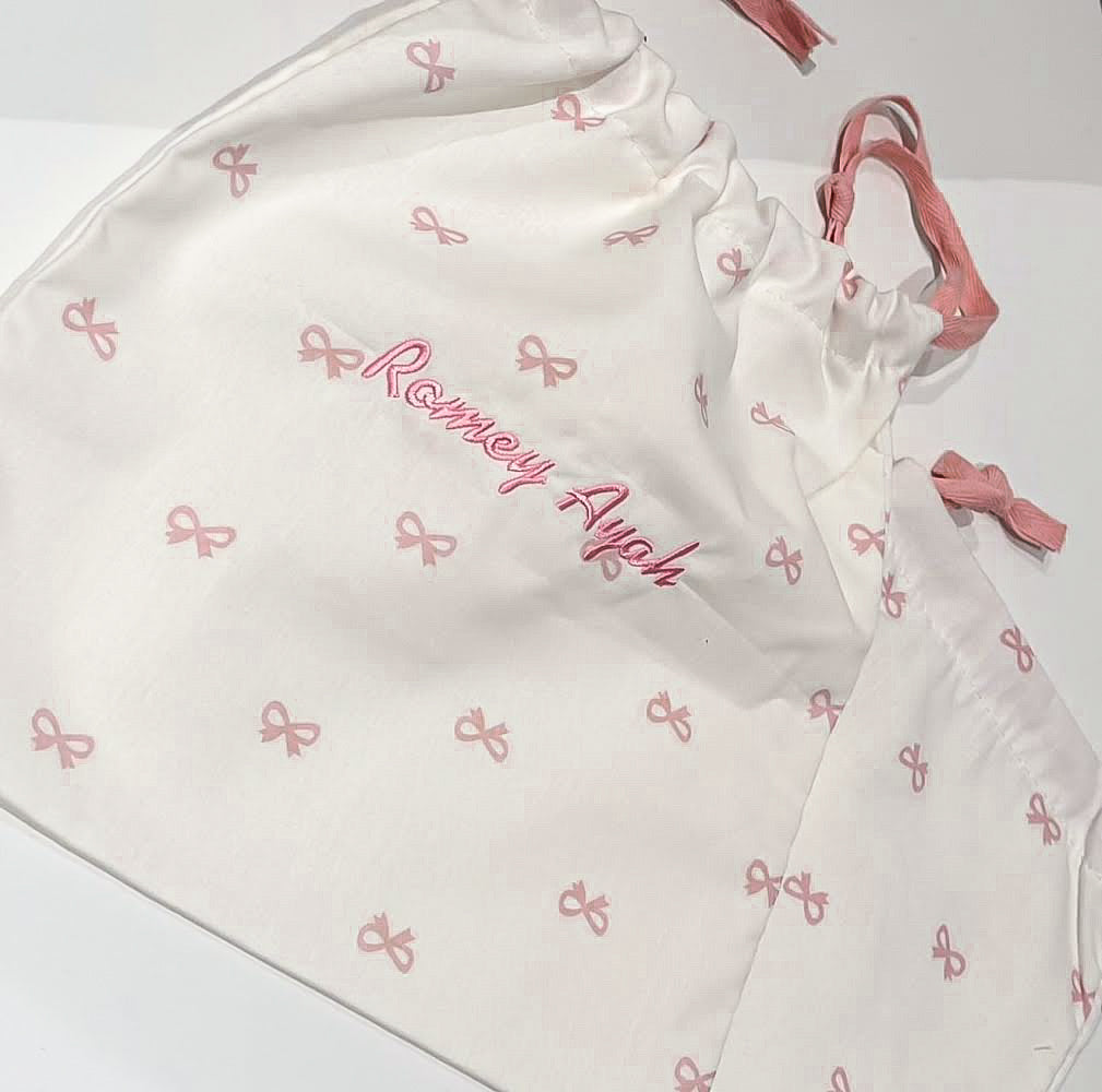 Personalised Baby Bow Wash Bags