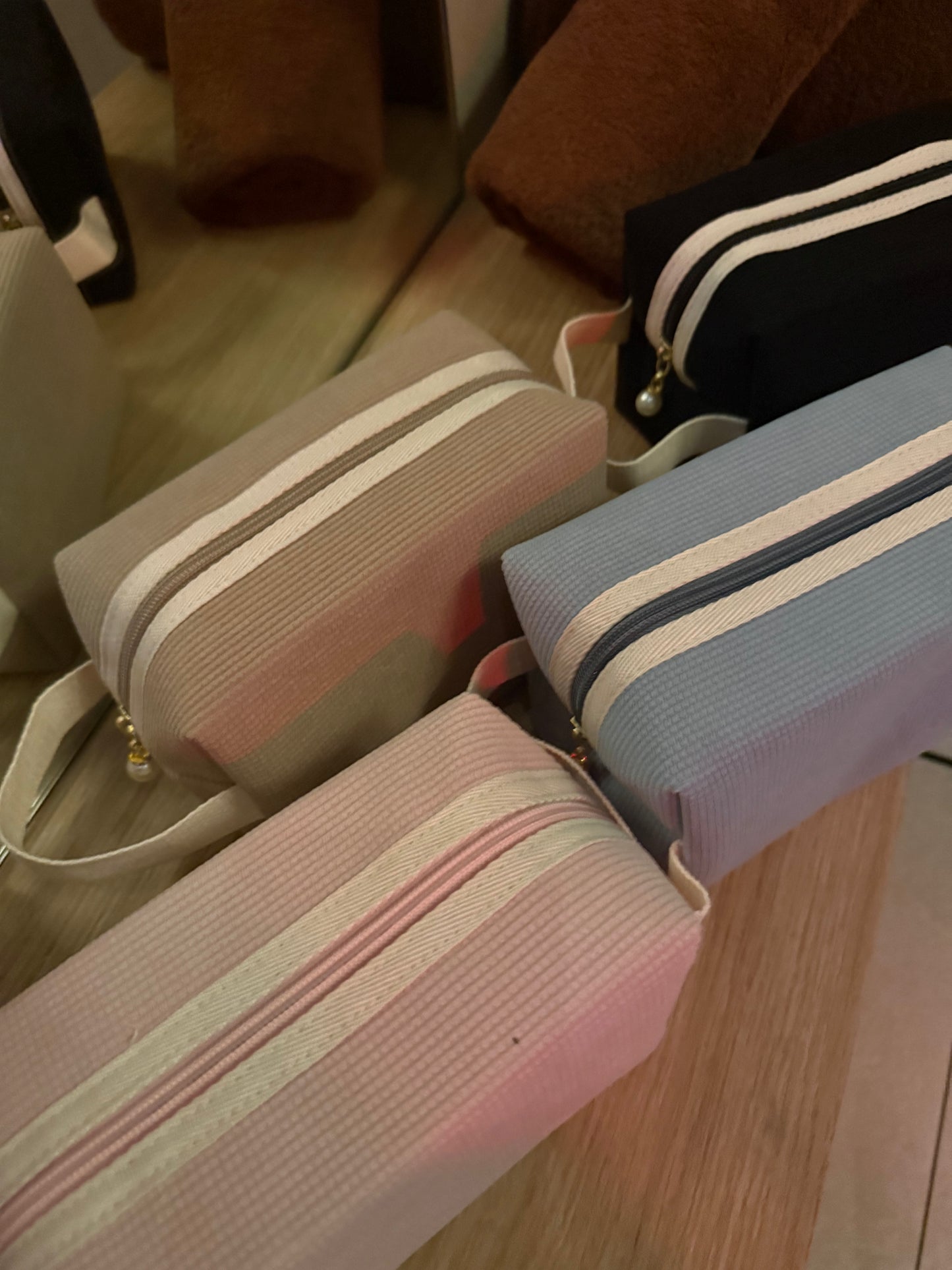 Soft touch corduroy pouch