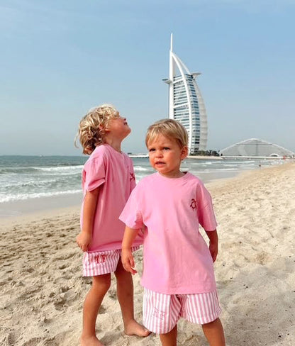 Personalised Boys' Swim Shorts – Bright Stripes for Sunny Days