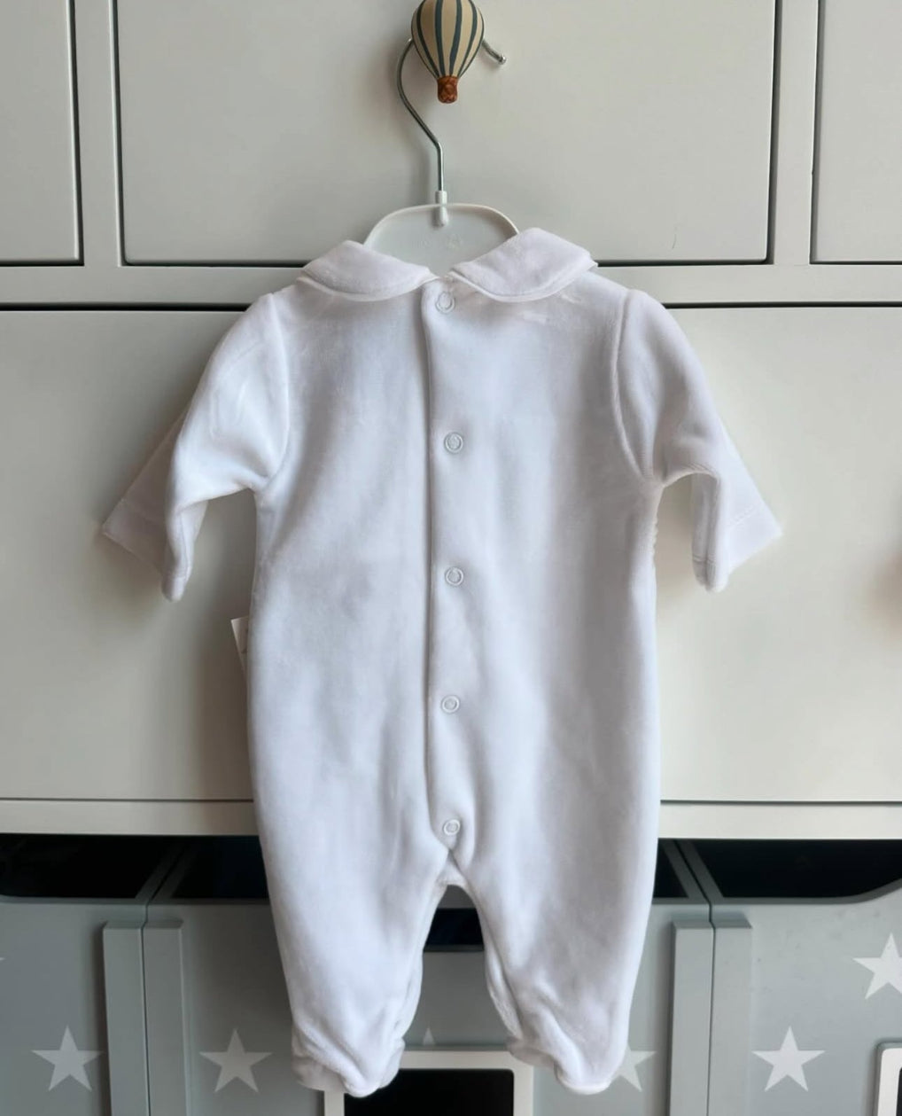 100% Velour Cotton Spanish Baby Grow – White
